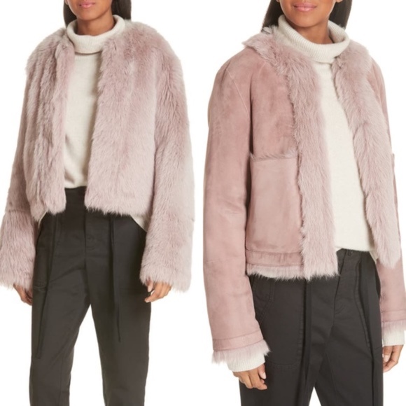 vince cropped shearling jacket